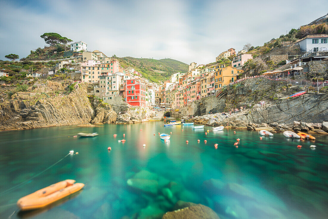 Europe, Italy, Liguria, La Spezia, The colorful houses of Riomaggiore, Cinque Terre