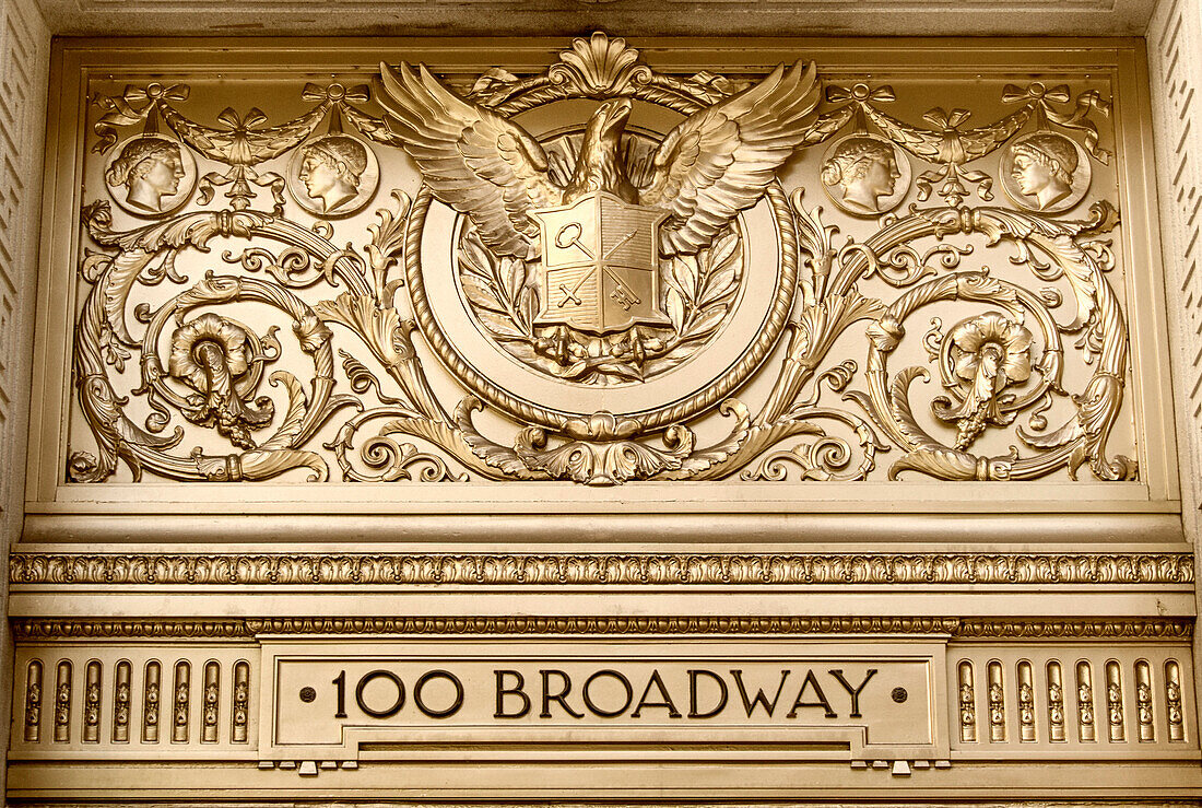 100 Broadway, Golden Entrance Door , Financial District, Manhattan , NYC