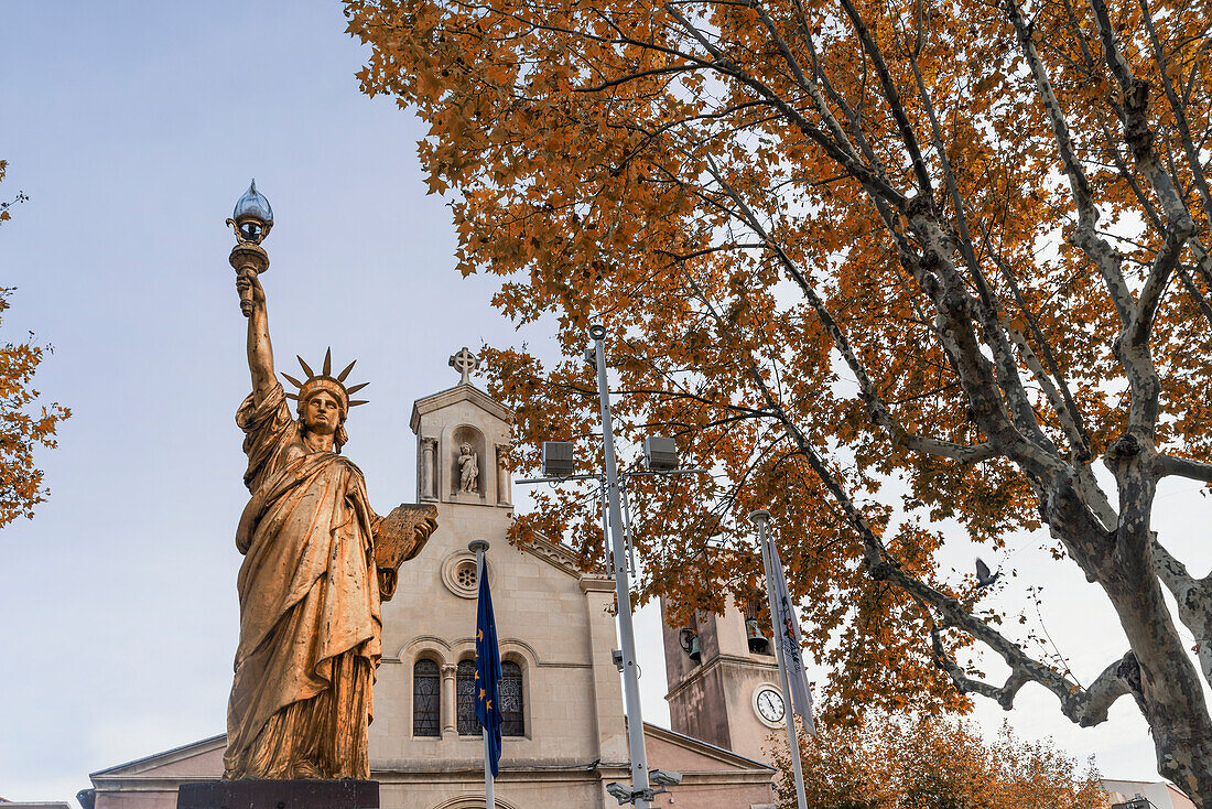 Golden Replica of the Statue of Liberty by Frédéric Bartholdi at Saint-Cyr-sur-Mer Var Département France