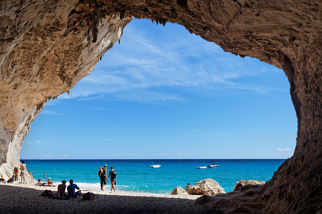 Cave at the coast at Cala di Luna beach, Sardinia, Italy