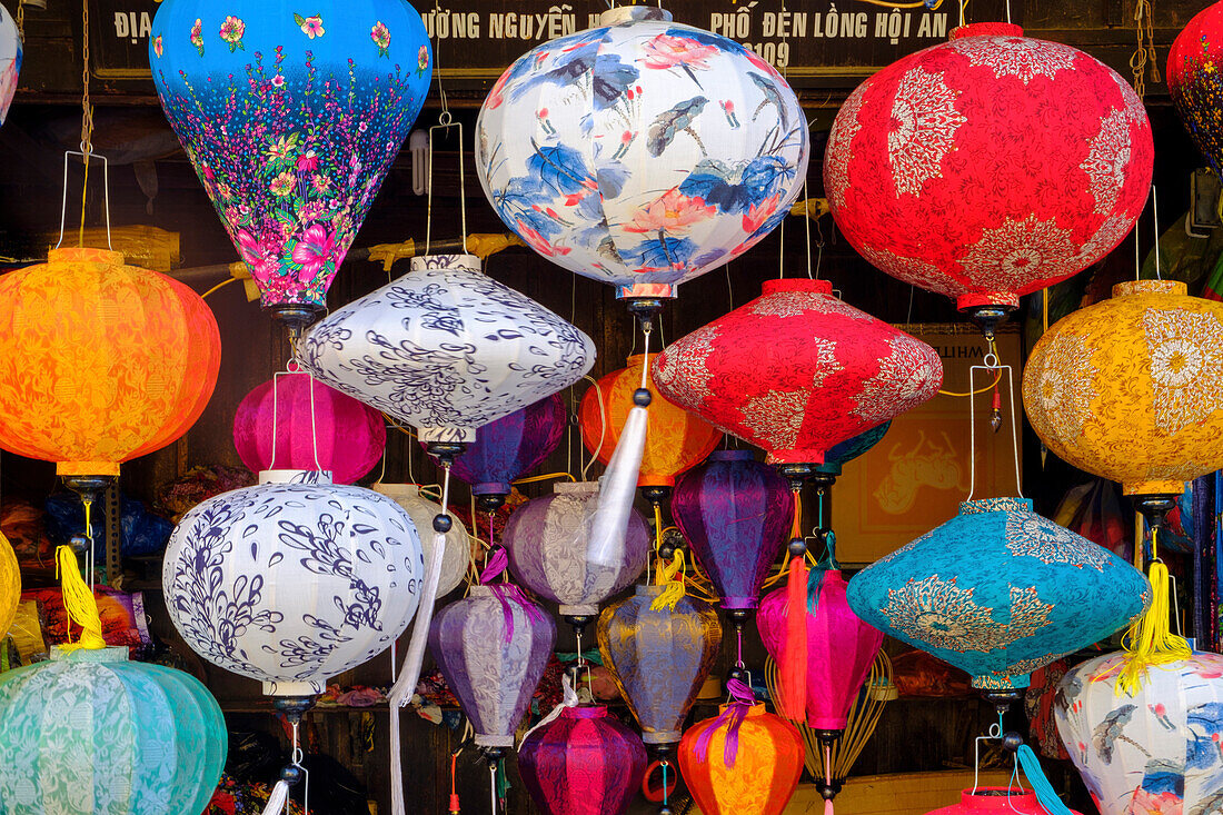 Paper lanterns for sale in a shop in Hoi An, Quang Nam, Vietnam, Indochina, Southeast Asia, Asia