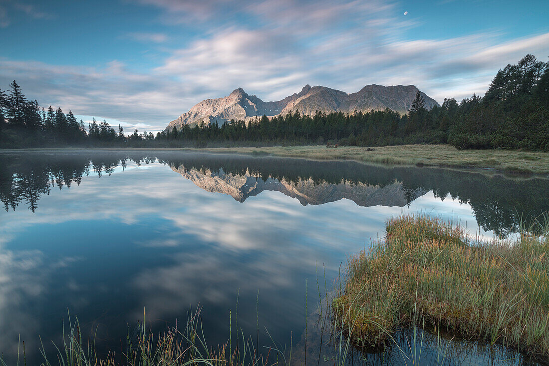 Lake Entova at dawn, Entova Alp, Malenco Valley, Sondrio province, Valtellina, Lombardy, Italy, Europe