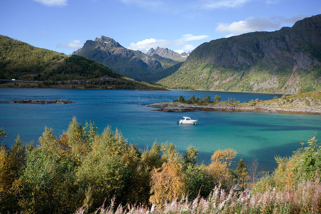 Glacial blue lake, Troms, Norway, Scandinavia, Europe