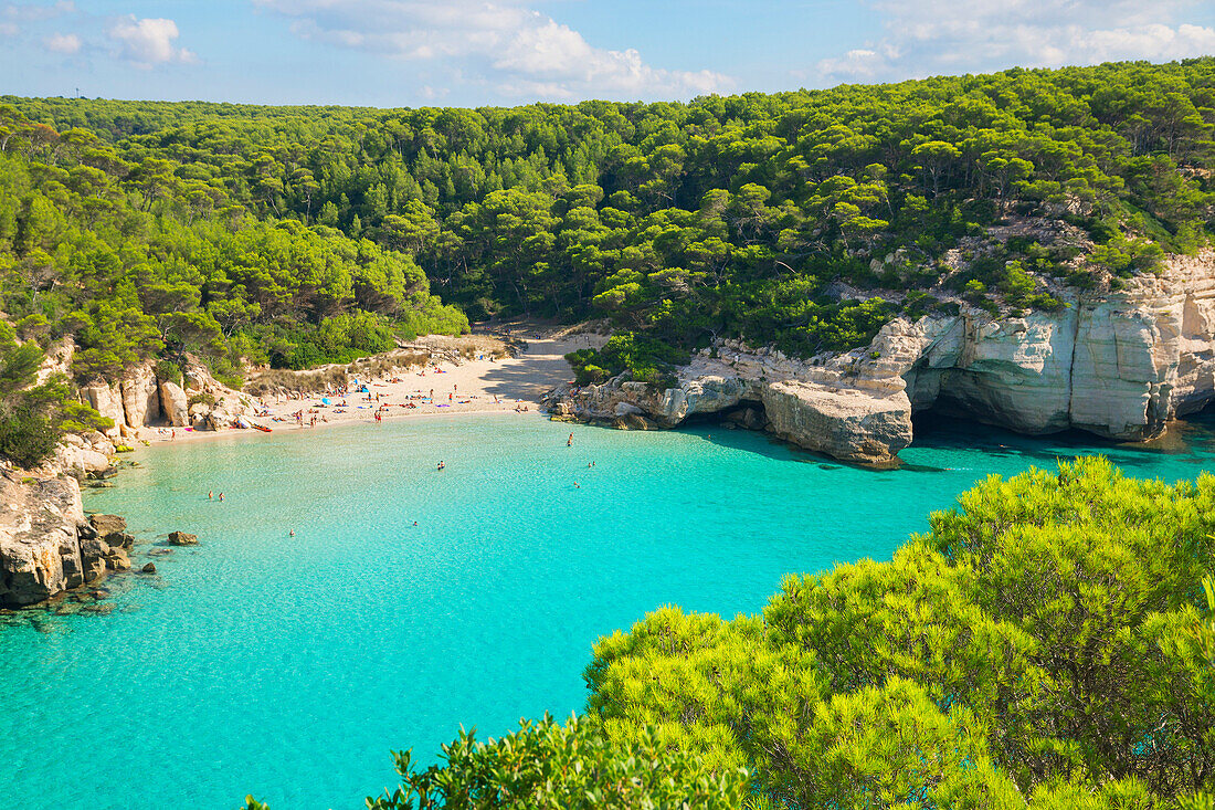 View of Cala Mitjana, Menorca, Balearic Islands, Spain, Mediterranean, Europe