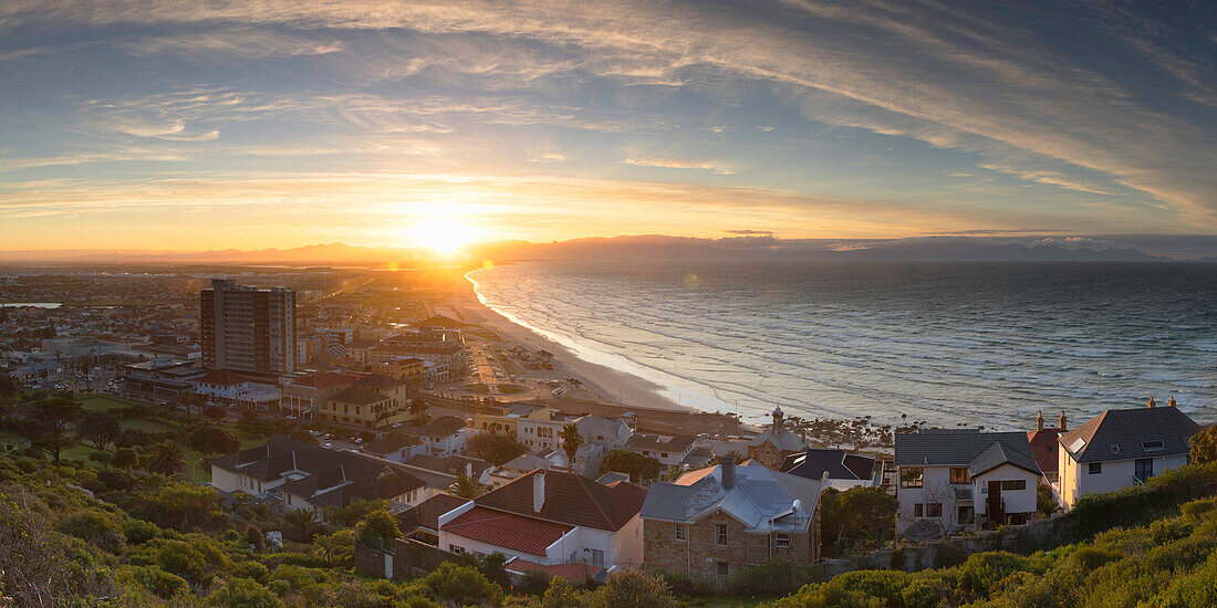 View of Muizenberg Beach at sunrise, Cape Town, Western Cape, South Africa, Africa