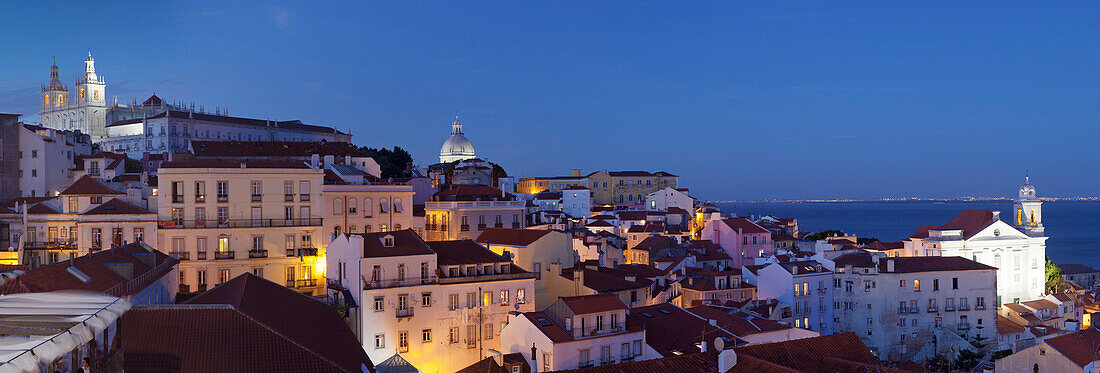Santa Luzia viewpoint, Sao Vicente de Fora monastery, National Pantheon, Alfama district, Lisbon, Portugal, Europe