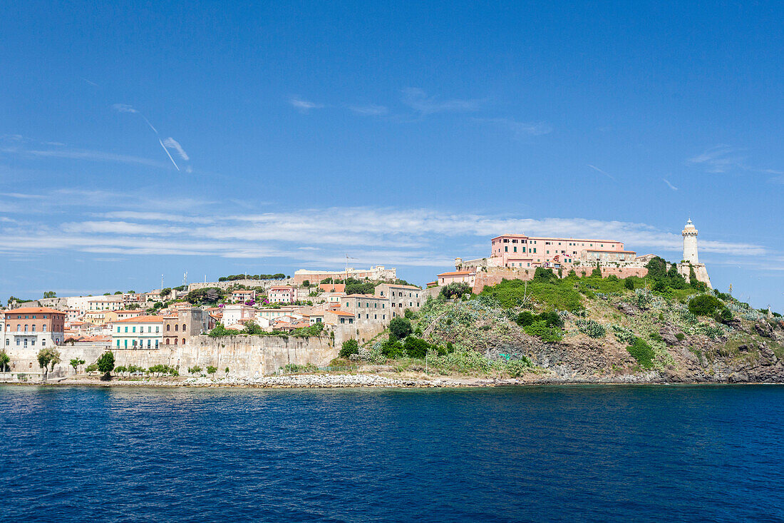 Lighthouse on the promontory, Portoferraio, Elba Island, Livorno Province, Tuscany, Italy, Europe