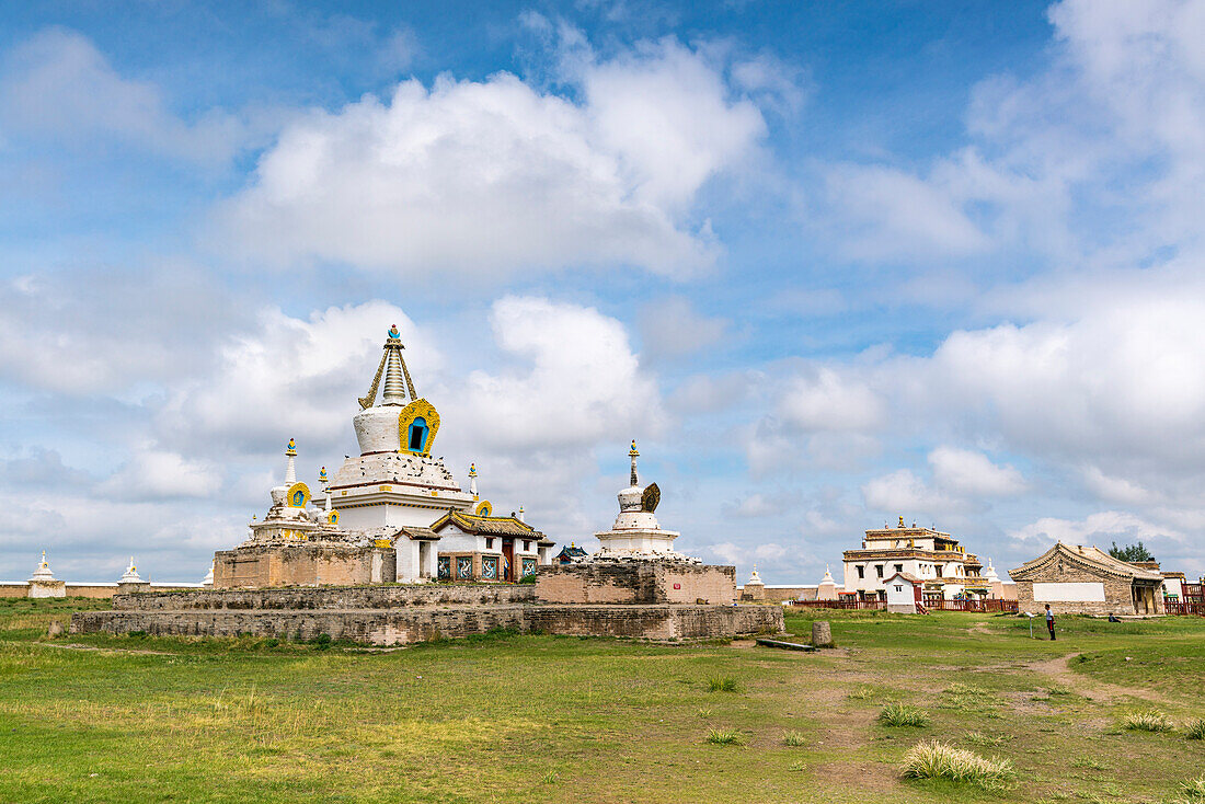 Stupas and buildings in Erdene Zuu Monastery, Harhorin, South Hangay province, Mongolia, Central Asia, Asia