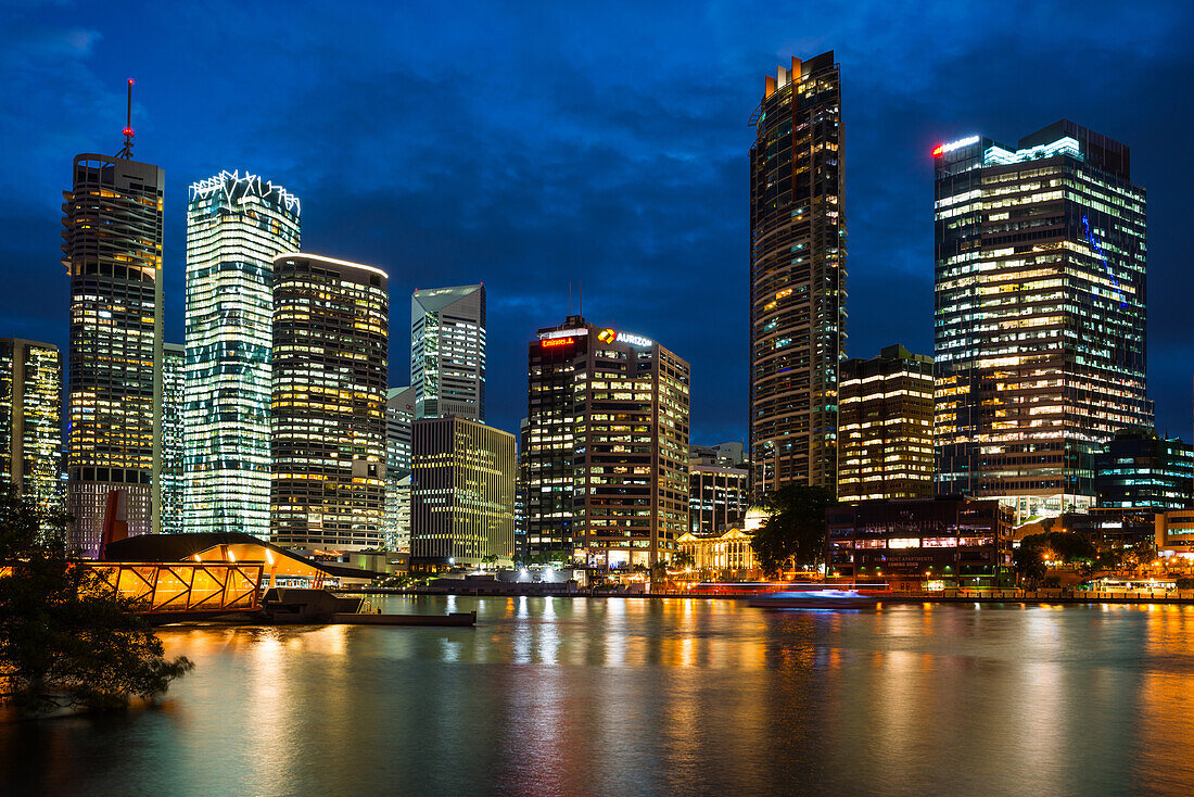 Brisbane city skyline after dark, Brisbane, Queensland, Australia, Pacific
