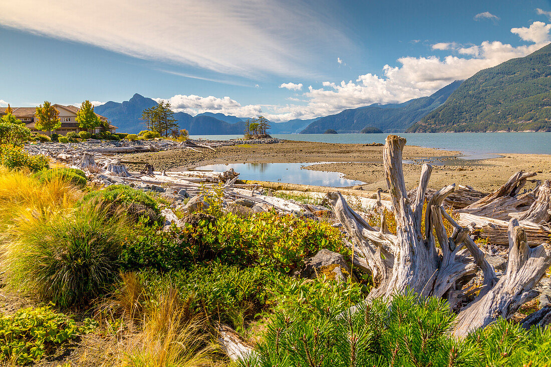 View of How Sound at Furry Creek off The Sea to Sky Highway near Squamish, British Columbia, Canada, North America