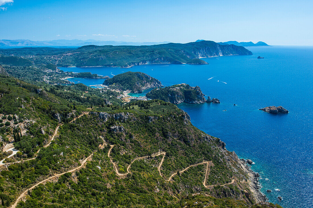 Beautiful coastline, Paleokastritsa, Corfu, Ionian islands, Greek Islands, Greece, Europe