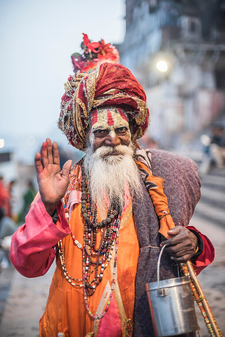 Sadhu (Indian Holy Man) in Varanasi, Uttar Pradesh, India, Asia