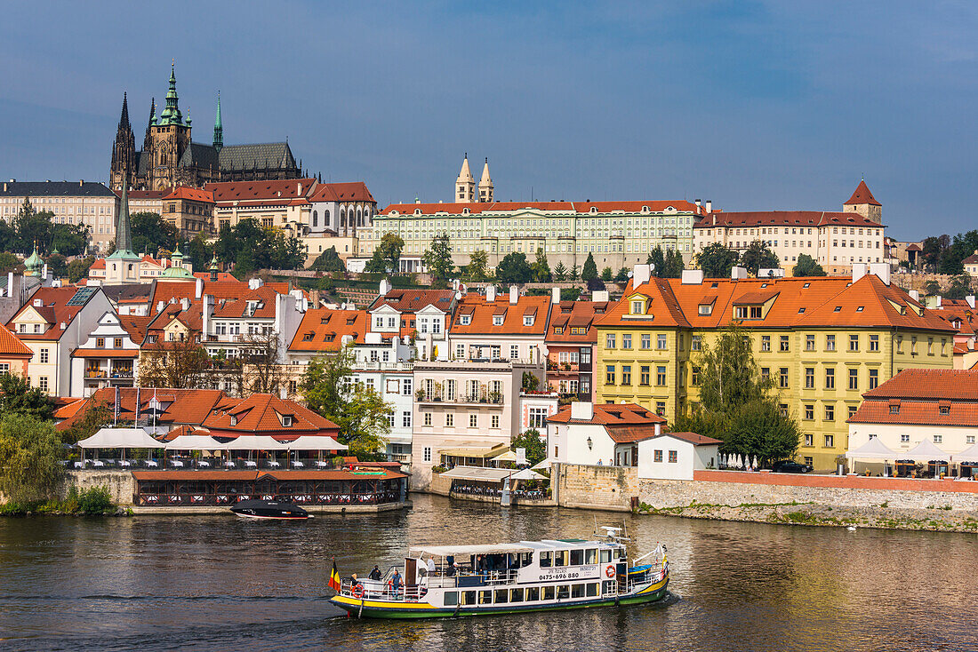 View of the Prague Castle and the Vltava River, Prague, Czech Republic, Europe