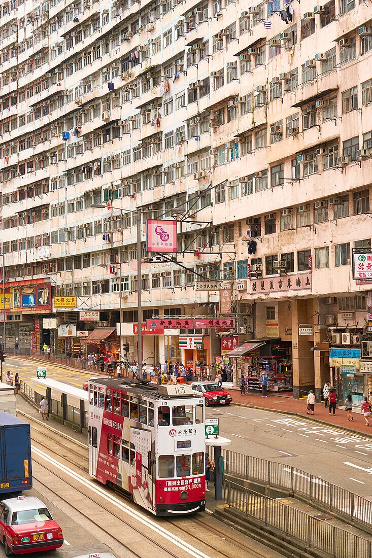 Densely crowded apartment buildings, Hong Kong Island, Hong Kong, China, Asia