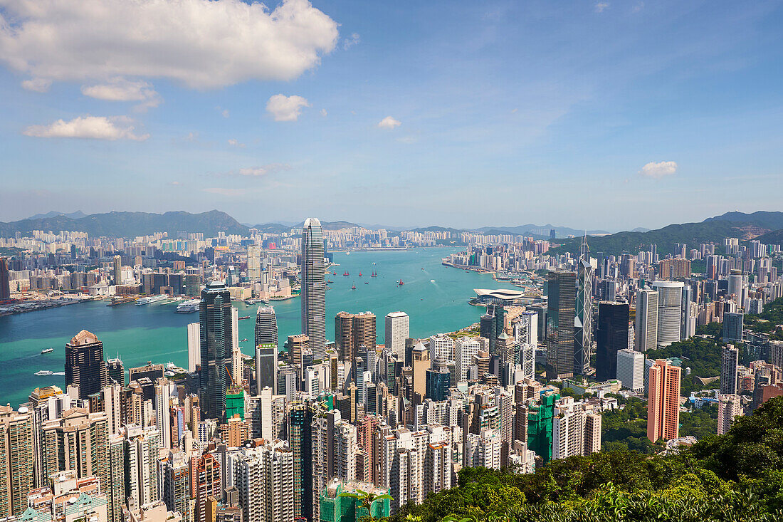 City skyline, viewed from Victoria Peak, Hong Kong, China, Asia