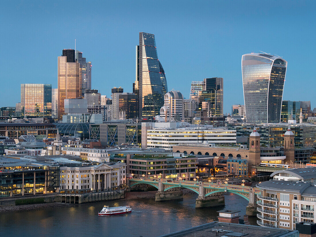 City of London Square Mile skyline from Tate Switch, London, England, United Kingdom, Europe