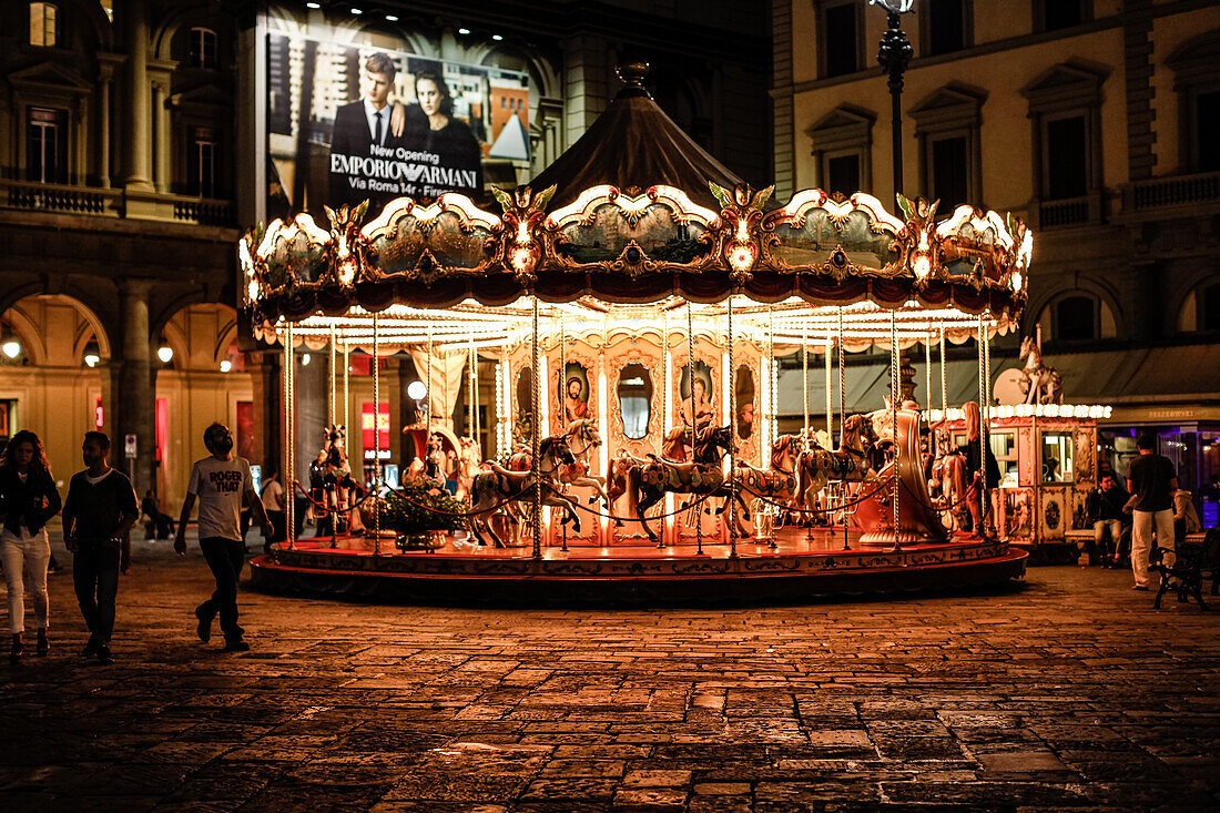 Merry-go-round at Piazza della Repubblica, Florence, Italy, Toscany, Europe