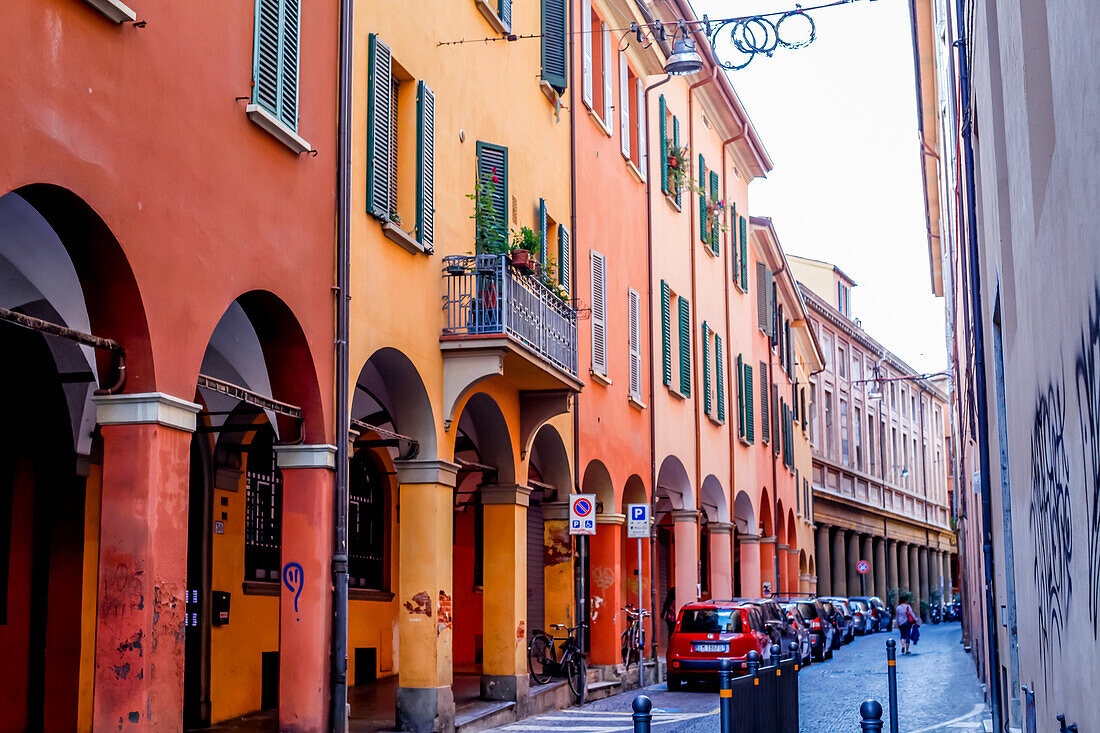 Typical Arcades of Bologna, also called portici, Emilia-Romagna, Italy, Europe