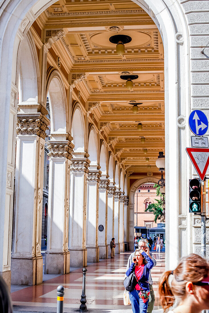 Typical Arcades of Bologna, also called portici, Emilia-Romagna, Italy, Europe