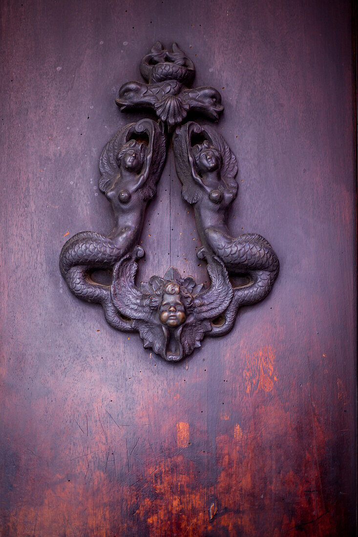 Door decoration in Bologna, Emilia-Romagna, Italy, Europe