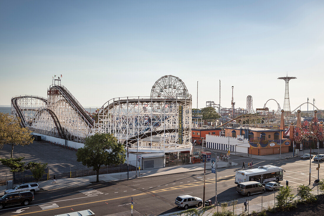 Roller coaster Cyclone at Luna Park at Coney Island, Brooklyn, NYC, New York City, United States of America, USA, North America