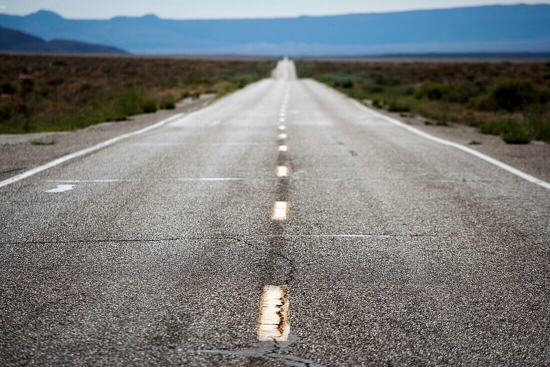 Empty roadway in deserted, rural area