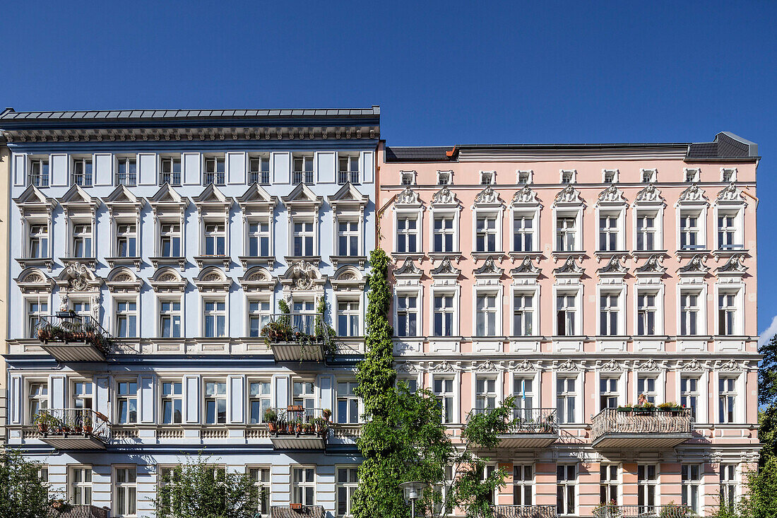 restored residential houses in Oderbergstrasse, Prenzlauer Berg, Berlin