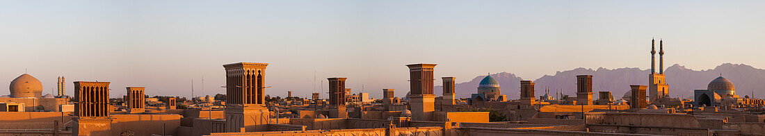 Panorama of the desert city Yazd, Iran, Asia