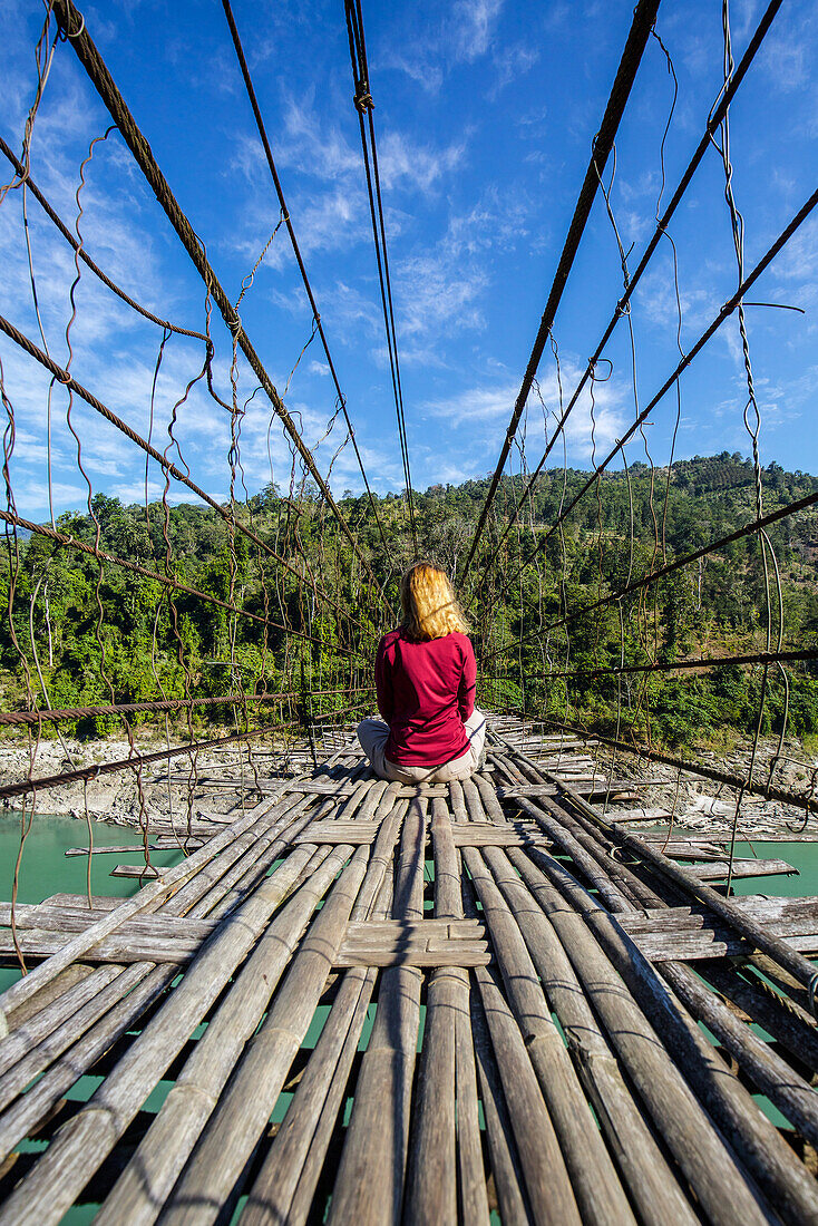 Swing bridge in Arunachal Pradesh, India, Asia