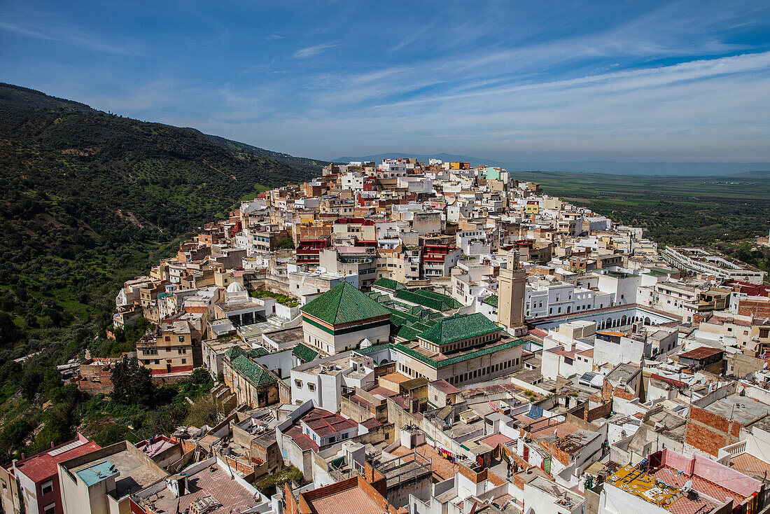 Moulay Idris from above, Morocco, Africa