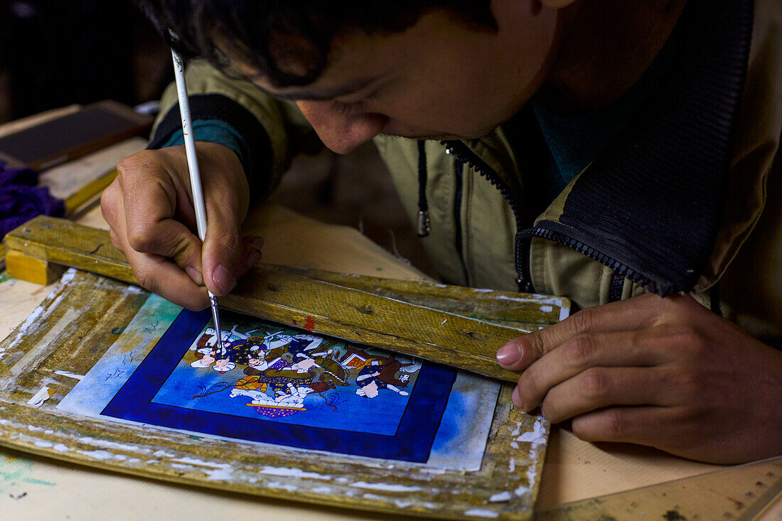 Painting in Bukhara, Uzbekistan, Asia