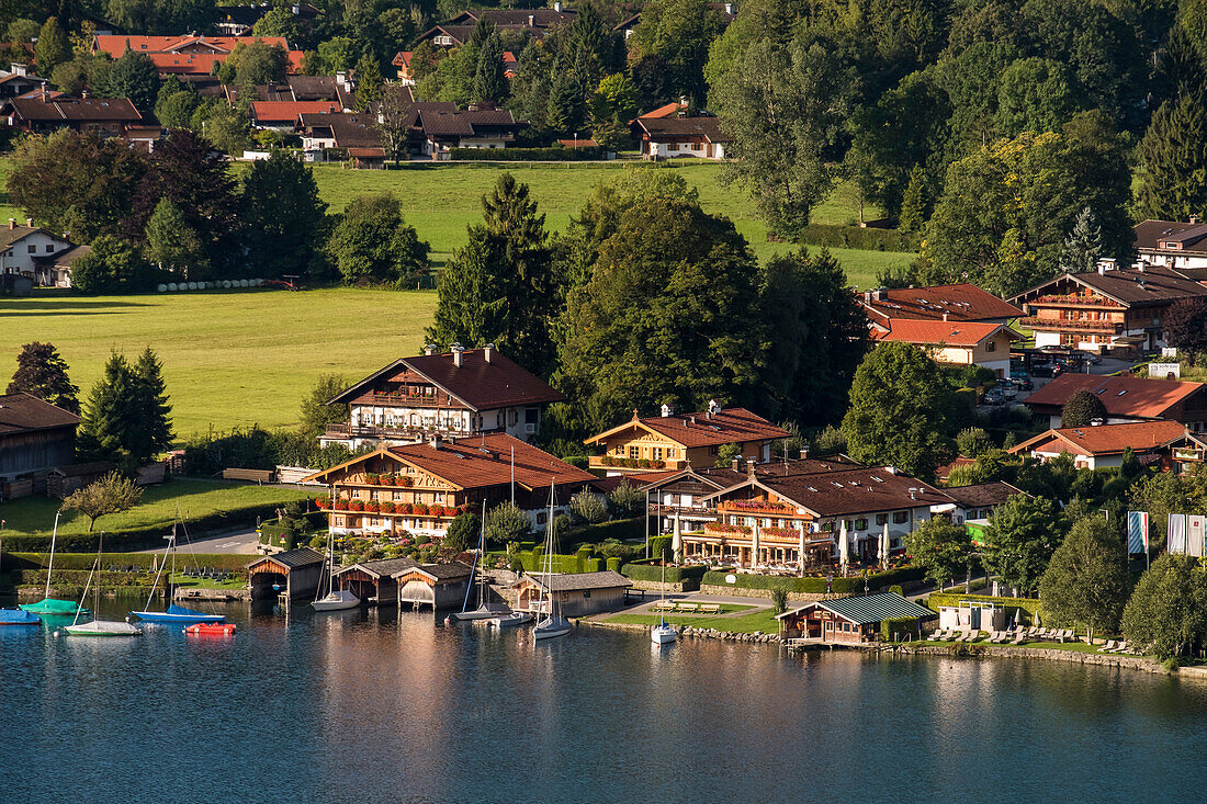 view to the Tegernsee and Rottach-Egern, Tegernsee, Bavaria, Germany