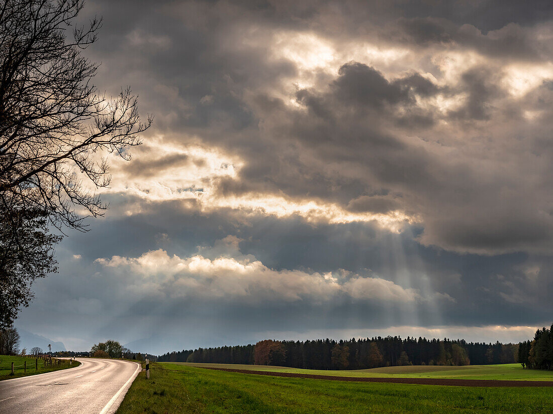 Herbststimmung im Chiemgau, Gstadt am Chiemsee, Oberbayern, Deutschland