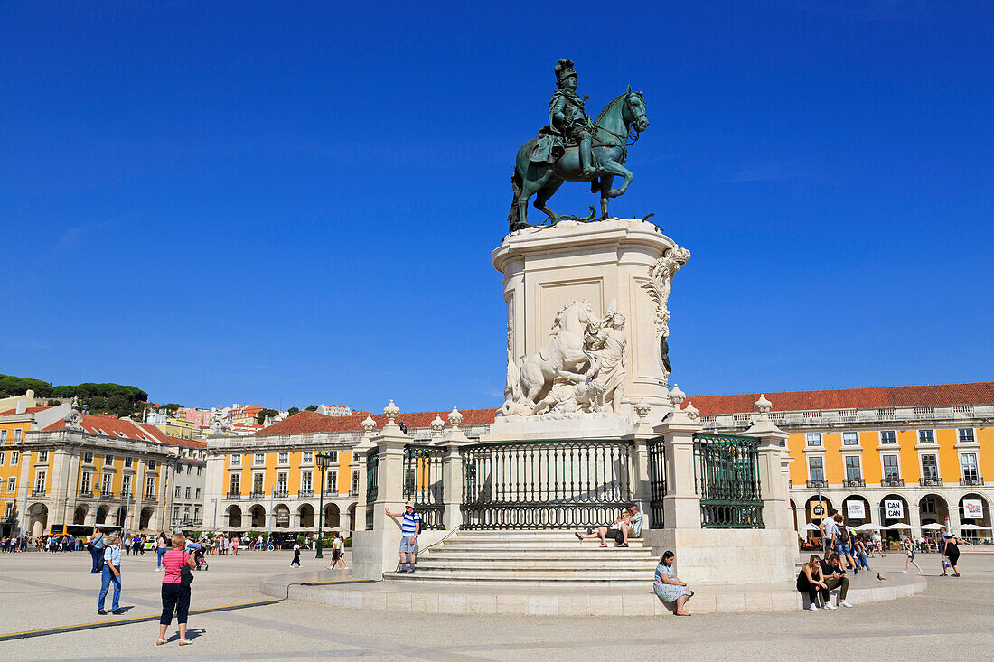 King Jose Monument, Praca do Comercia, Lisbon, Portugal, Europe