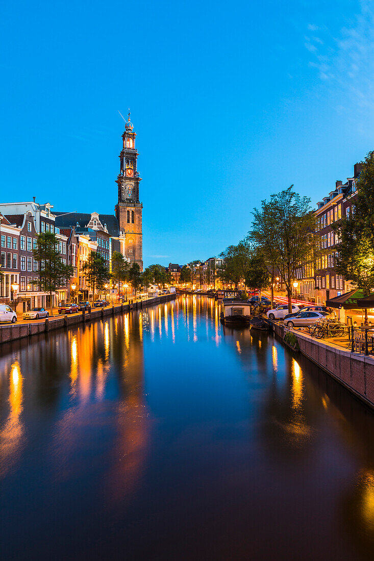 Prinsengracht Canal and Westerkerk, Amsterdam, Netherlands, Europe