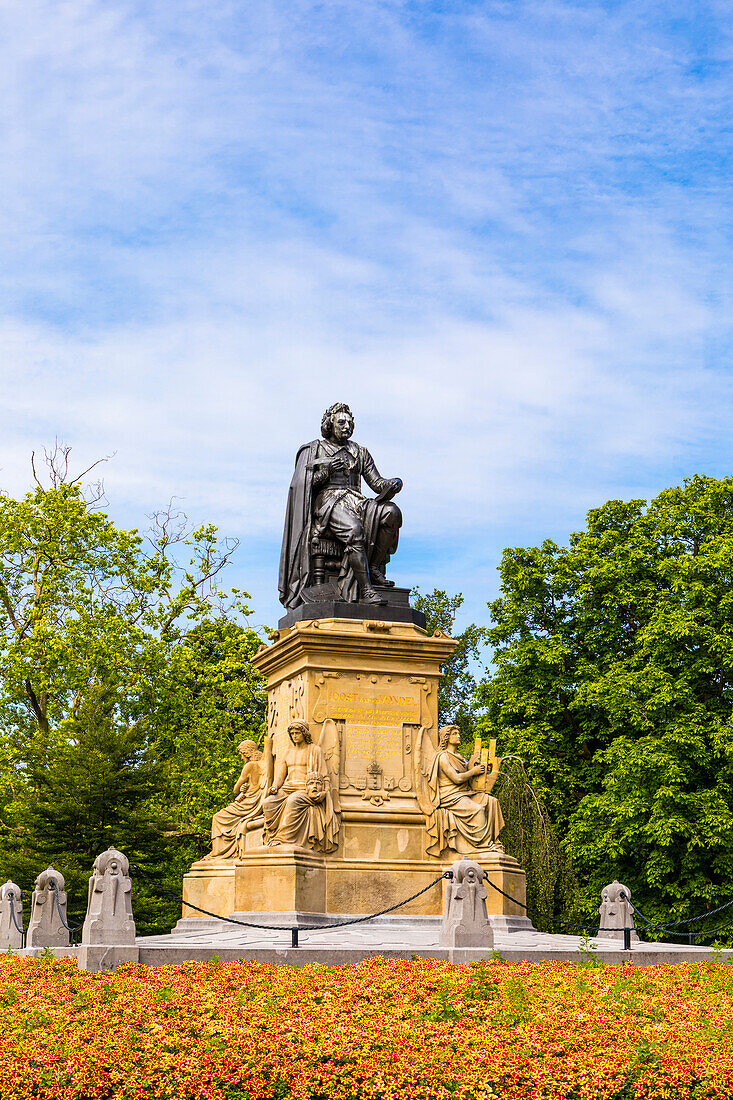 Statue of Joost Van Den Vondel in Vondelpark, Amsterdam, Netherlands, Europe
