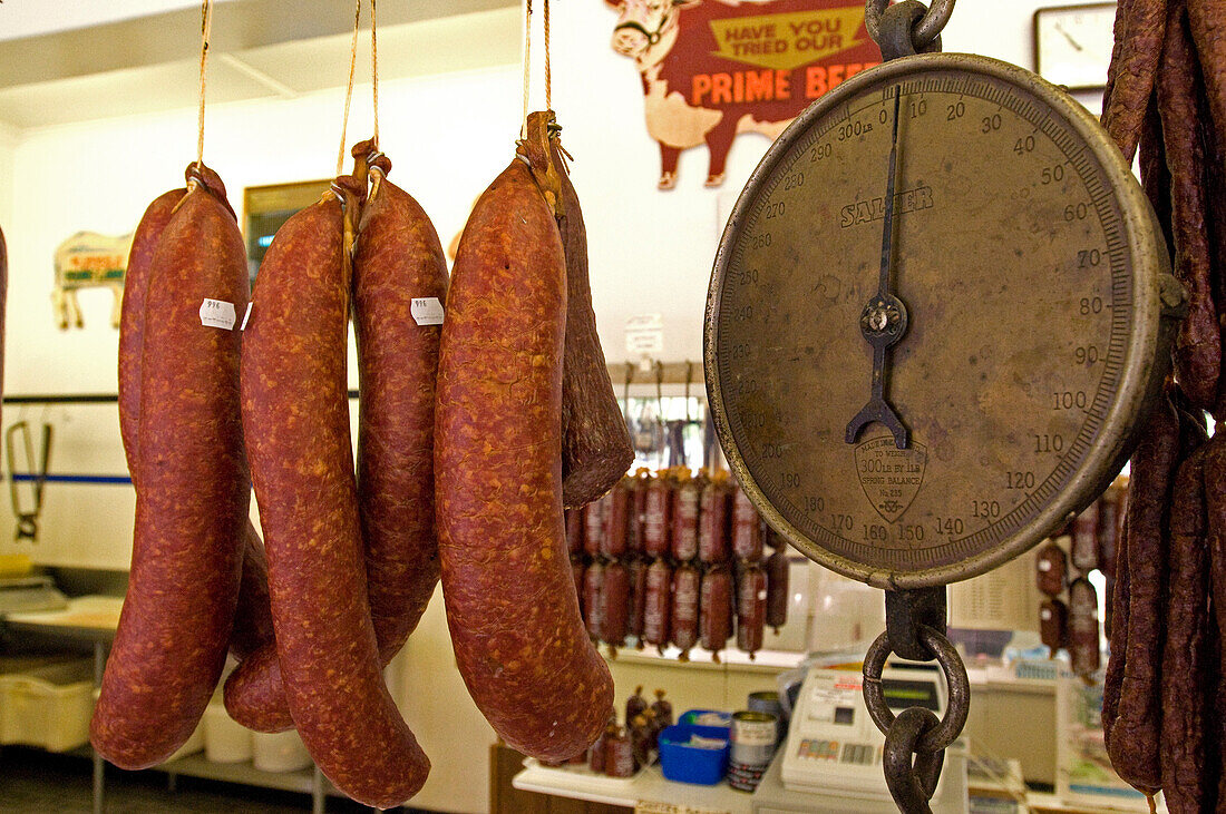 Mettwurst in a butchery in Tanunda