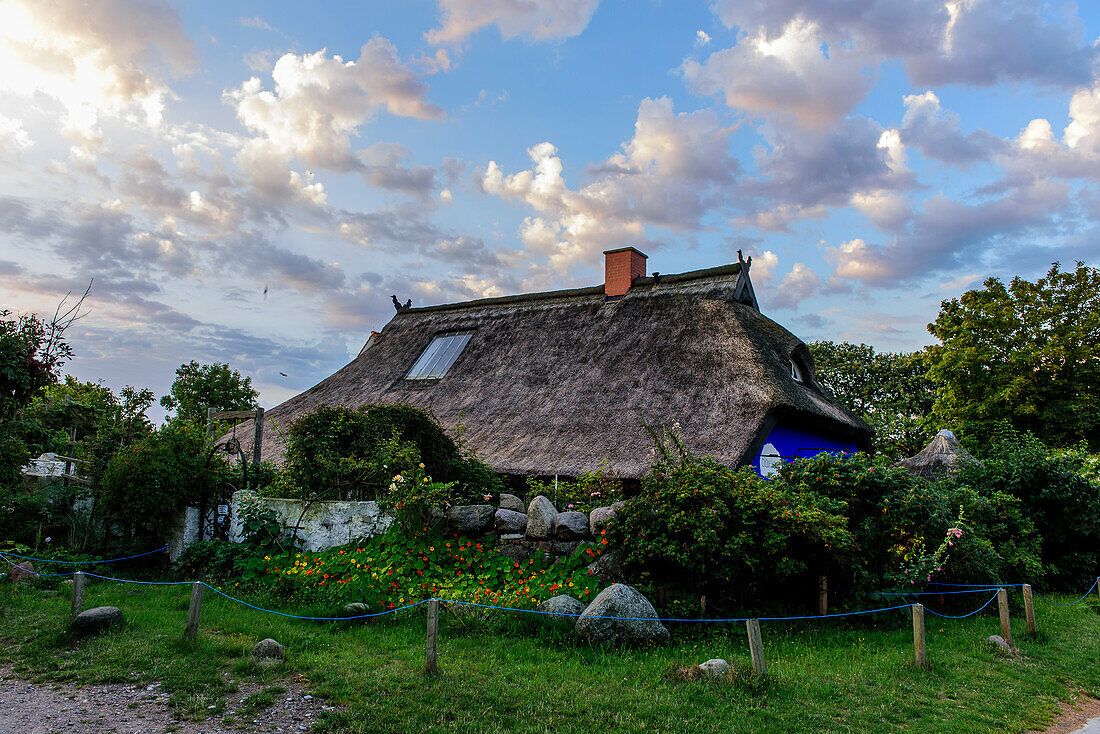 Blue barn in Vitte, Hiddensee, Ruegen, Baltic Sea coast, Mecklenburg-Vorpommern, Germany