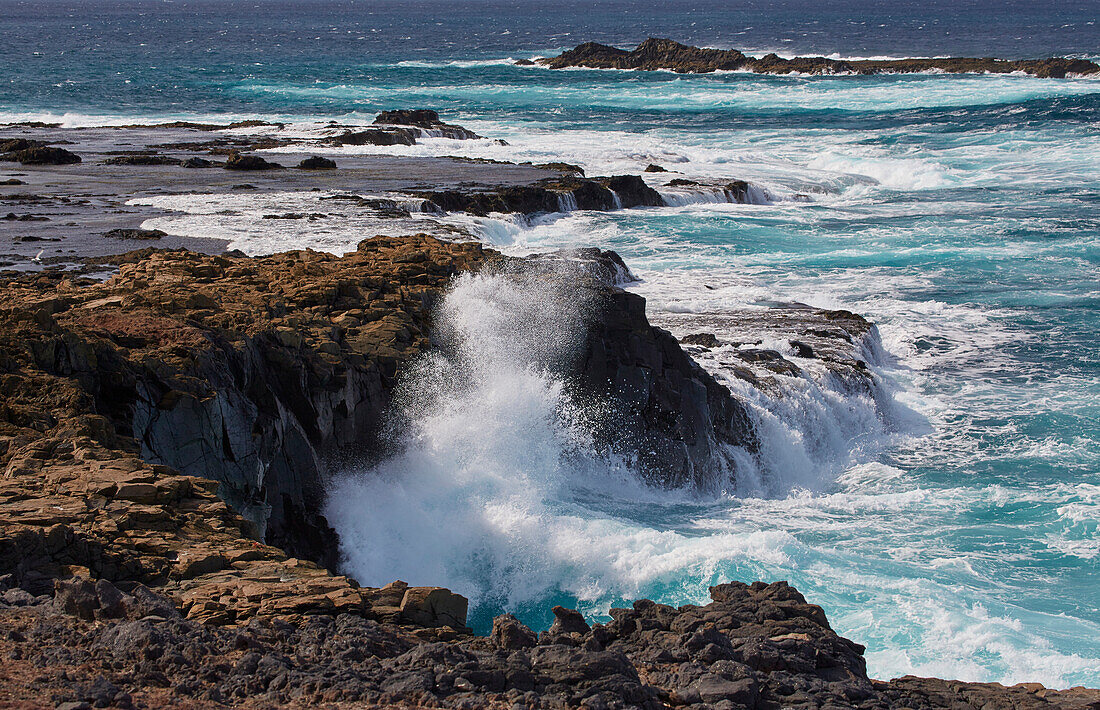 Storm and waves at thePunta de Jandía, Fuerteventura, Canary Islands, Islas Canarias, Atlantic Ocean, Spain, Europe