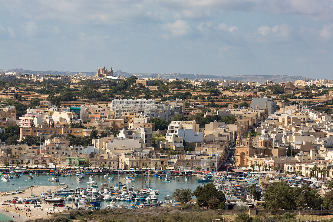 The traditional fishing harbour at Marsaxlokk, Malta, Mediterranean, Europe