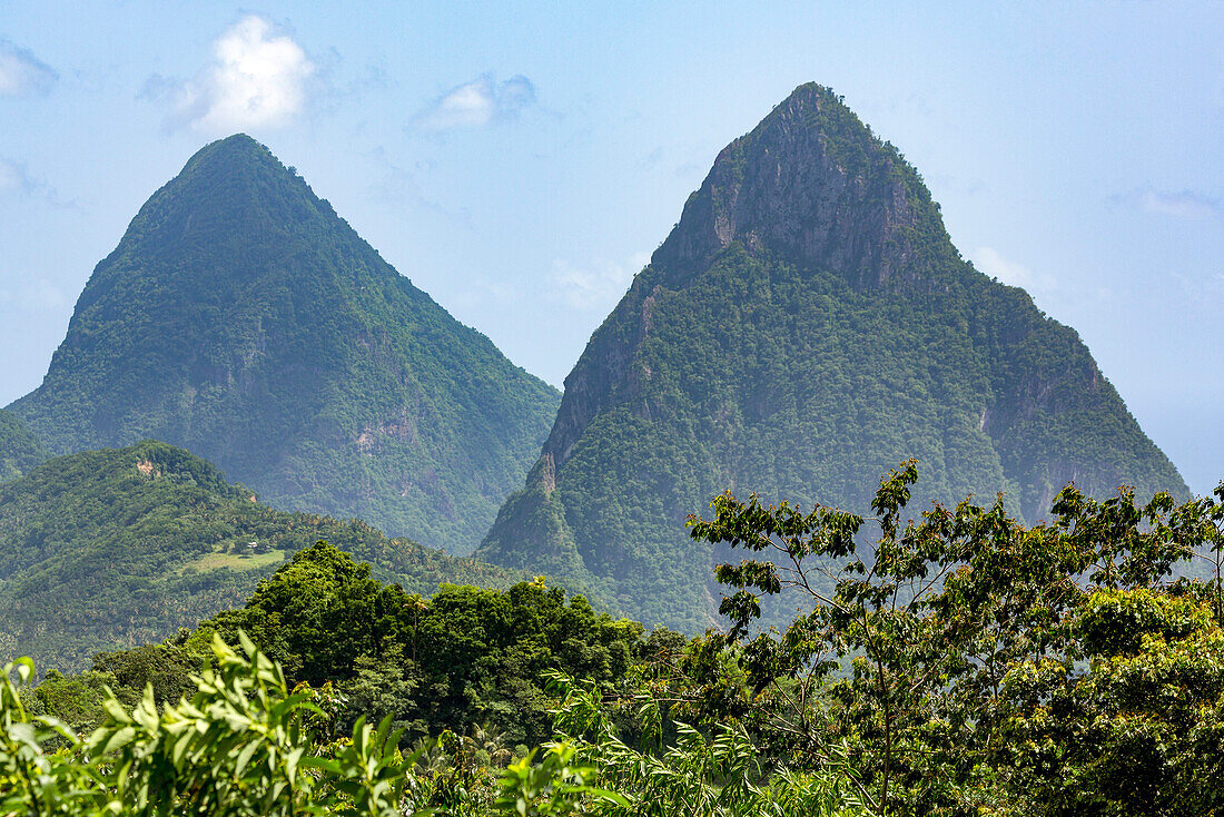 The Two Pitons, UNESCO World Heritage Site, near Soufriere, St. Lucia, Windward Islands, West Indies Caribbean, Central America