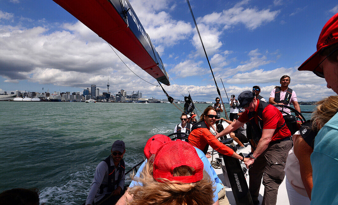 On the Americas Cup Yacht, Auckland, North Island, New Zealand