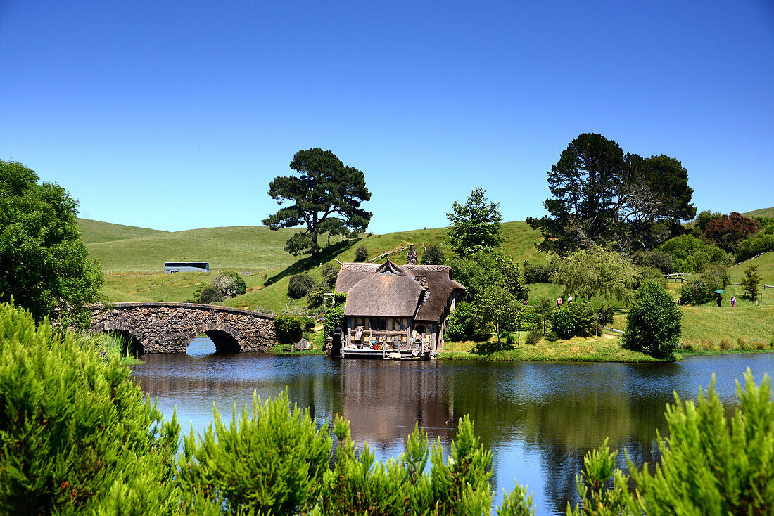 Filmset Hobbiton near Matamata, North Island, New Zealand