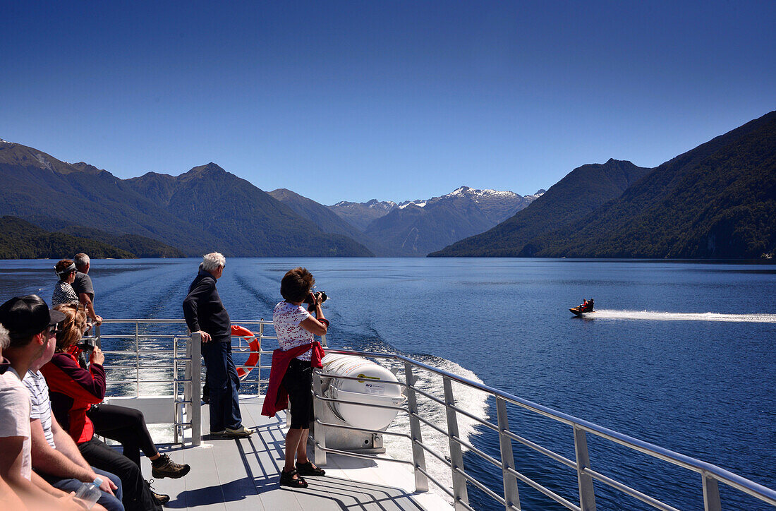 Bootsausflug am Lake Te Anau bei Te Anau, Südinsel, Neuseeland