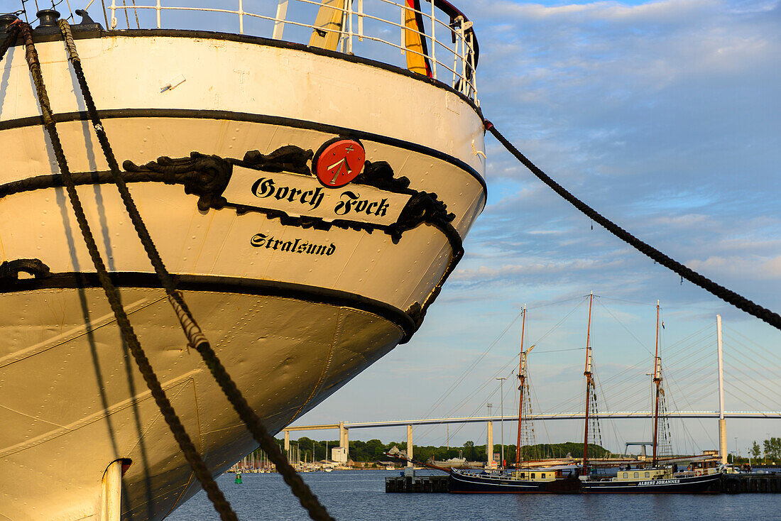 Museum ship Gorch Fock 1 in the harbor of, Stralsund, Baltic Sea coast, Mecklenburg-Western Pomerania Germany