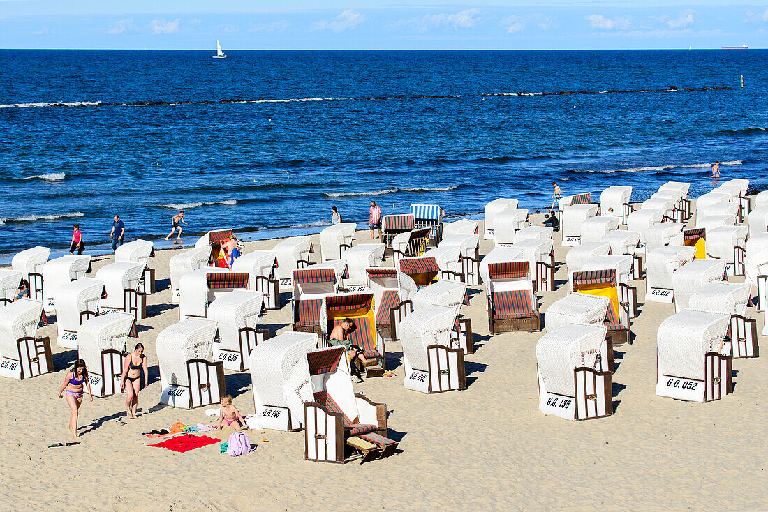 Beach chairs on the beach, Binz, Rügen, Ostseeküste, Mecklenburg-Western Pomerania, Germany