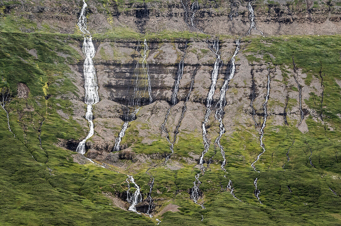 Waterfall, Drangajokull Glacier, Westfjords, Iceland, Polar Regions