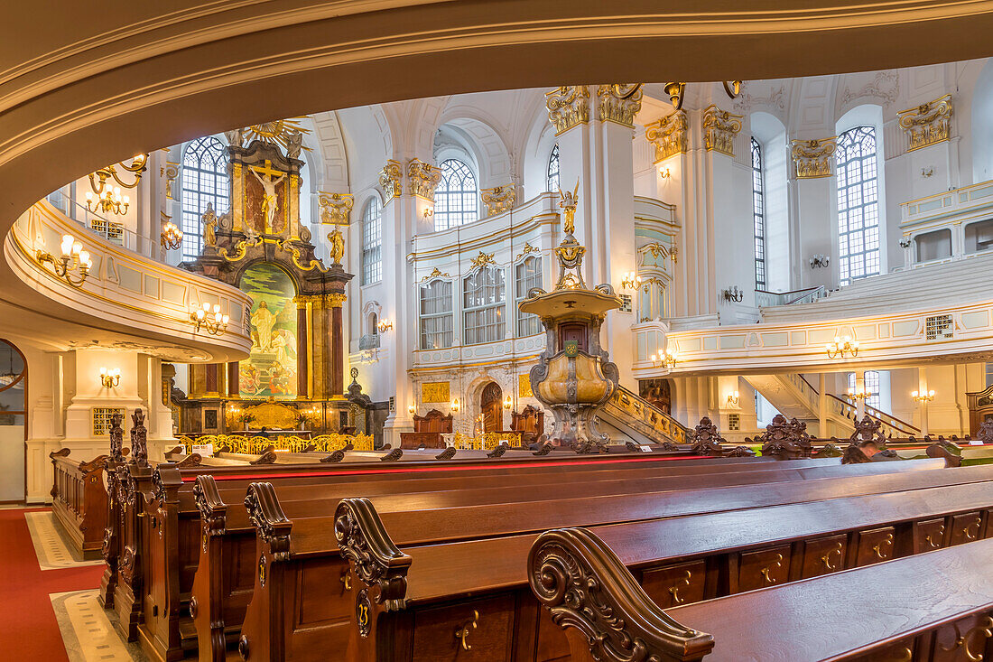Interior of St Michael's Church, Hamburg, Germany, Europe