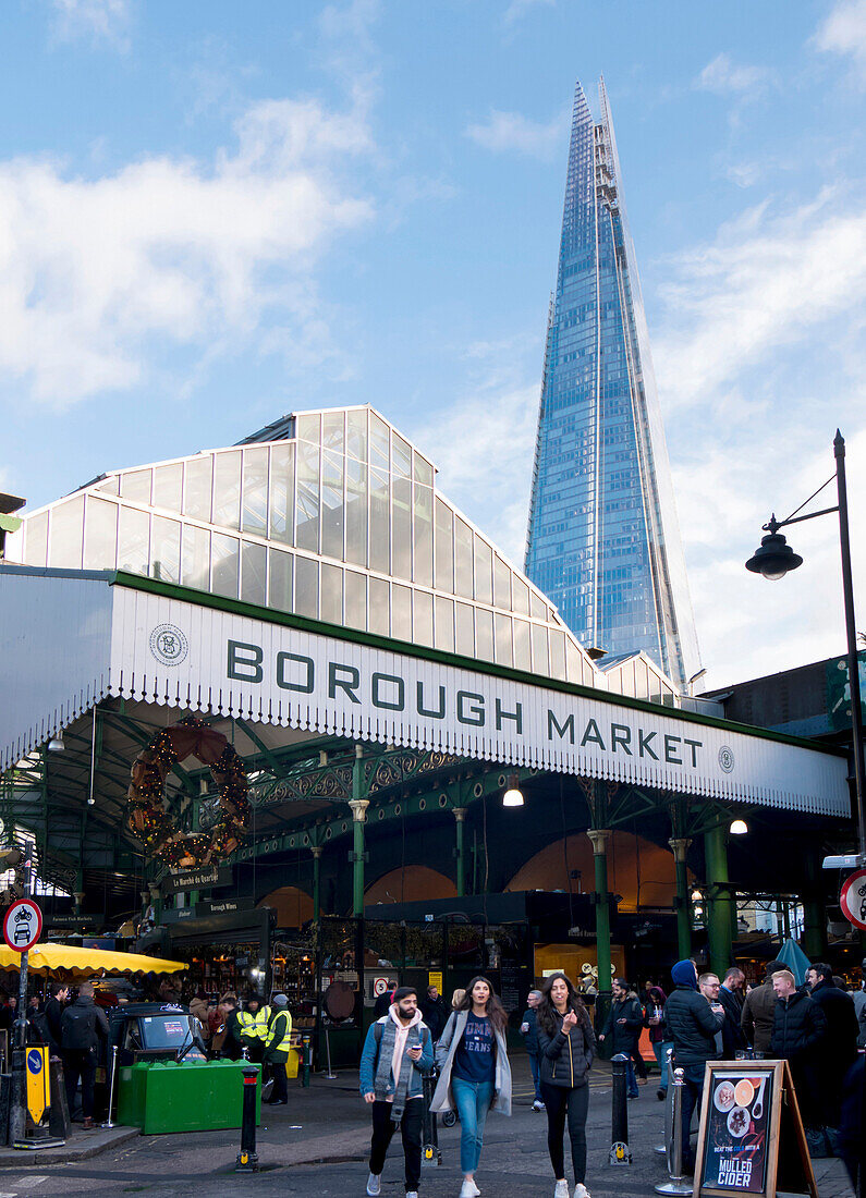 Borough Market, Southwark, and the Shard, London, England, United Kingdom, Europe