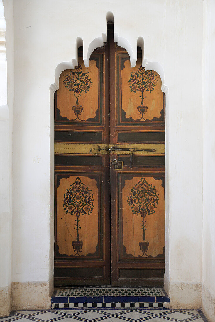 Ornate Door, Bahia Palace, UNESCO World Heritage Site, Marrakesh (Marrakech), Morocco, North Africa, Africa